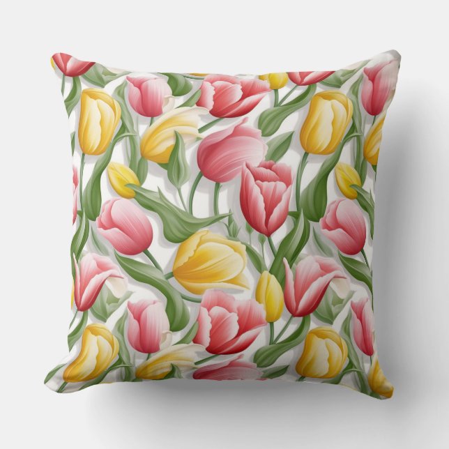 Oreiller de jet en coton Tulipes (Recto)