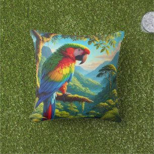 Oreiller de jet extérieur tropical de perroquet Ar