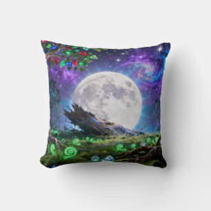 Oreiller de jet Fantasy Forest pleine lune