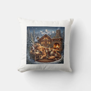 Oreiller de jet Golden Retriever Cozy Cabin