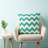 Oreiller de jet Jade Green Dots Chevron (Chaise)