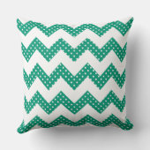 Oreiller de jet Jade Green Dots Chevron (Verso)
