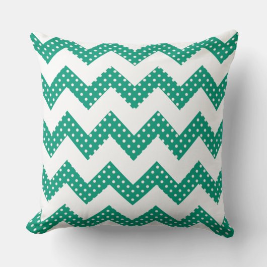Oreiller de jet Jade Green Dots Chevron (Recto)