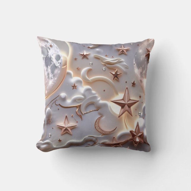 Oreiller de jet - Lune céleste blanc marbré (Recto)