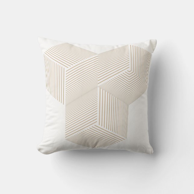Oreiller de jet moderne beige avec illusion d'opti (Recto)