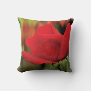 Oreiller de jet moderne en coton à motif rose roug