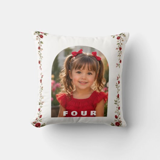 Oreiller de jet pour 4ème anniversaire Fille avec (Recto)