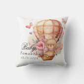 Oreiller de jet Teddy Bear Pink Hot Air Balloon Ba (Verso)
