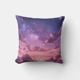Oreiller de jet violet Galaxie Coucher de soleil