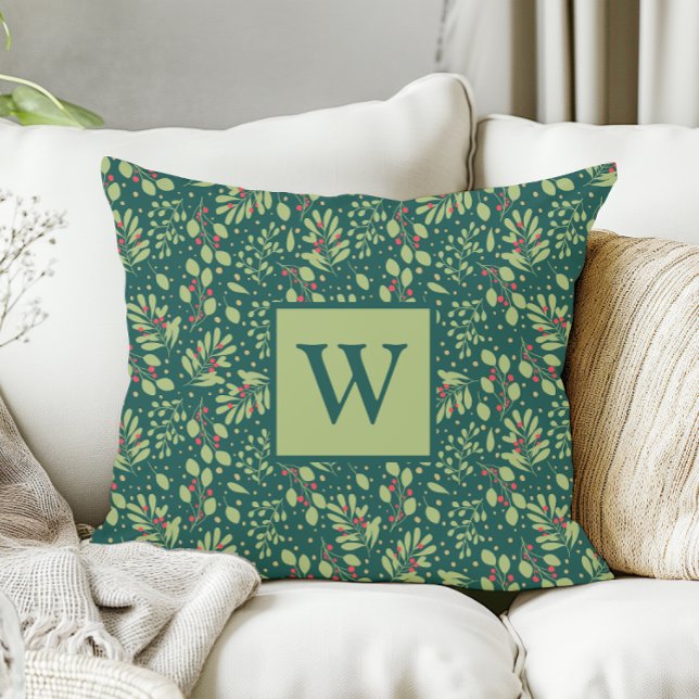 Oreiller de jeté de Noël à lettres monogrammées de (Créateur téléchargé)