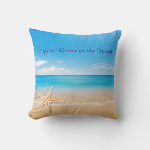 Oreiller de jeté « La vie est meilleure à la plage