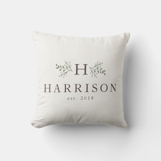 Oreiller de jeunes mariés avec monogramme rustique (Recto)