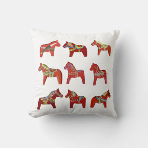 Oreiller de la collection de chevaux Dala rouges