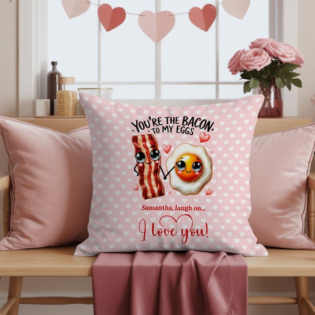 Oreiller de la Saint-Valentin avec nom personnalis (Custom Name Valentine Pillow with Funny Food)