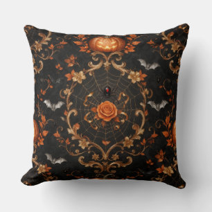 Oreiller de lancer de citrouille orange gothique -