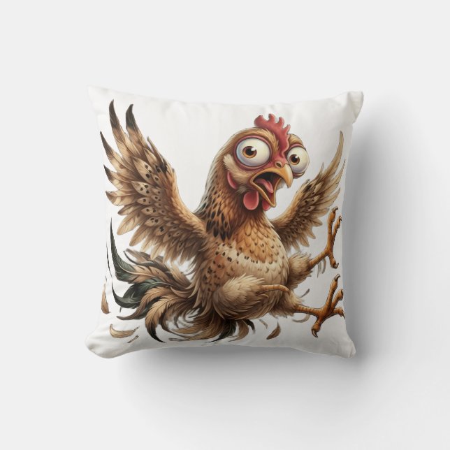 Oreiller de lancer de poulet fou et drôle (Recto)