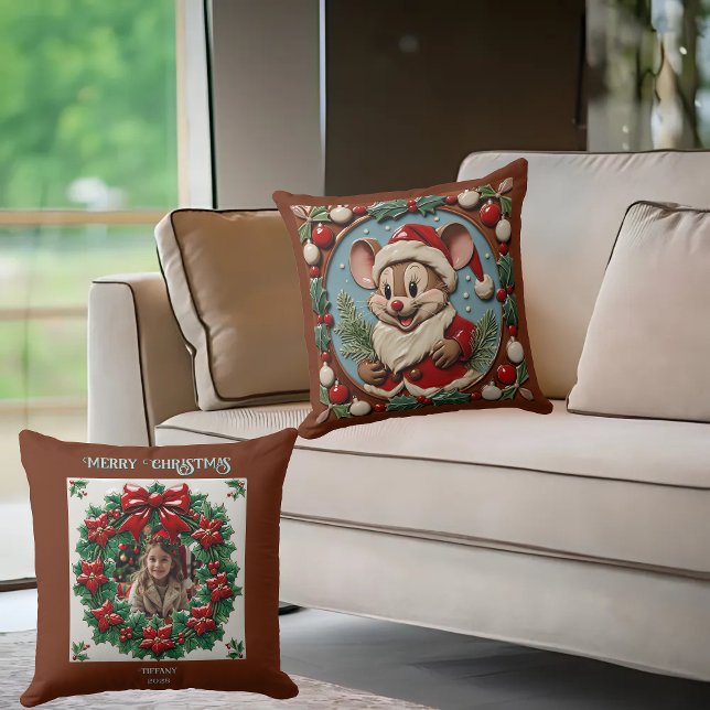 Oreiller de lancer de souris de Noël excitée (Créateur téléchargé)