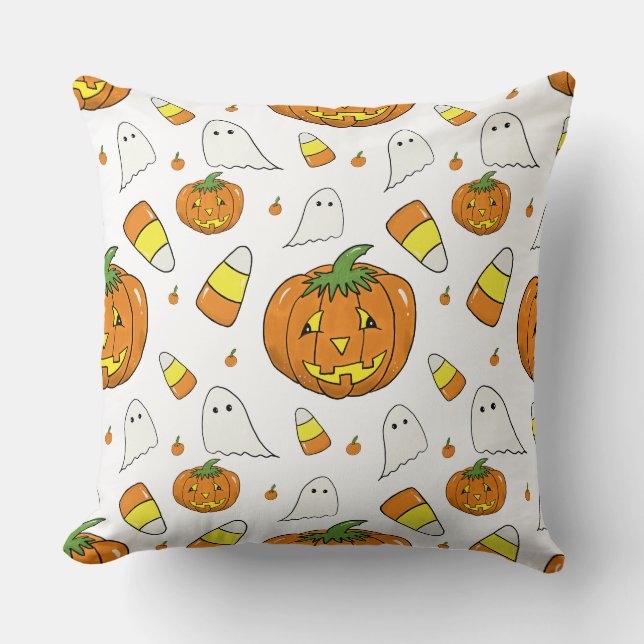 Oreiller de lancer Jack-O'-Lantern Halloween (Recto)
