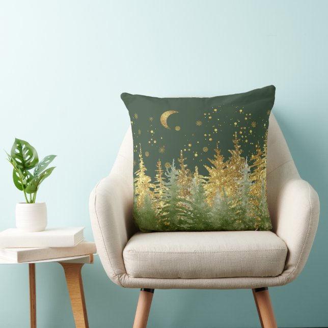 Oreiller de luxe accent vert émeraude forêt (Chaise)