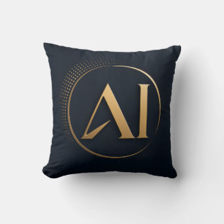 Oreiller de luxe en forme de logo AI en or – Éléga