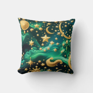 Oreiller de Luxe – Lune Céleste Émeraude