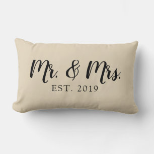 Oreiller de mariage établi Mr et Mrs Script