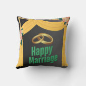 Oreiller de mariage heureux, Coussin à thème d'amo (Verso)