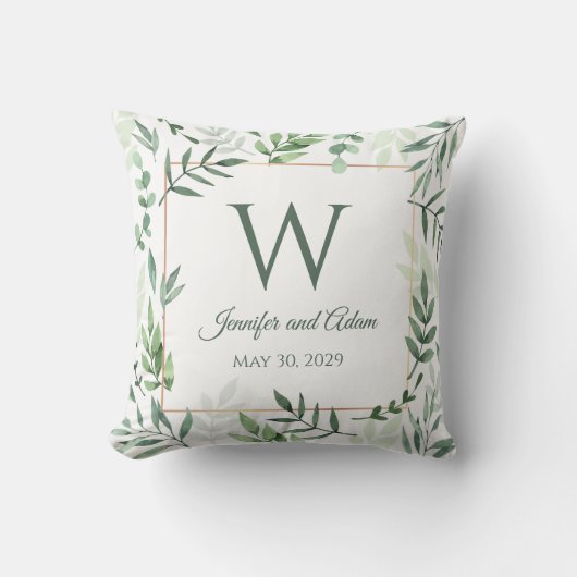 Oreiller de mariage initial de jardin de feuilles (Recto)