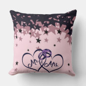 Oreiller de mariage Mr et Mrs avec fond étoilé (Recto)