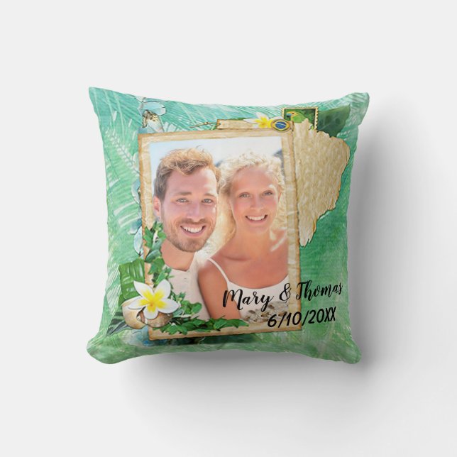 Oreiller de mariage photo tropical (Recto)