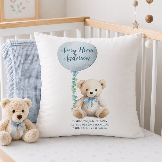 Oreiller de naissance Ourson Bleu pour bébé