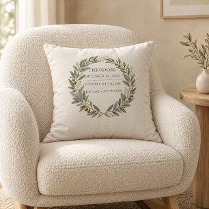 Oreiller de naissance personnalisé Couronne d'oliv