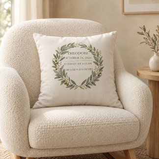 Oreiller de naissance personnalisé Couronne d'oliv
