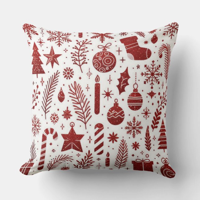 Oreiller de Noël blanc rouge à jeter (Recto)