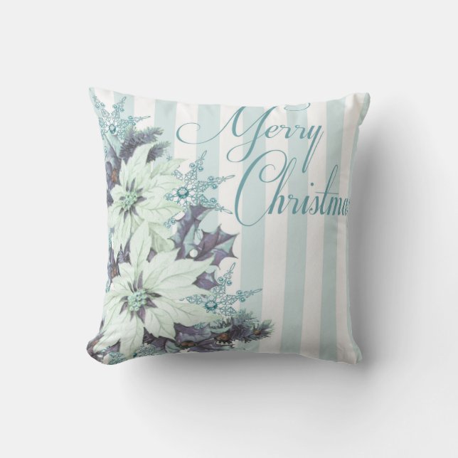 Oreiller de Noël bleu et blanc (Recto)