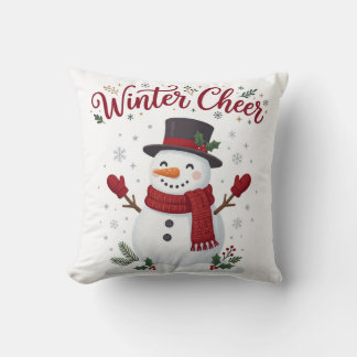 Oreiller de Noël Bonhomme de Neige Cheer d'Hiver
