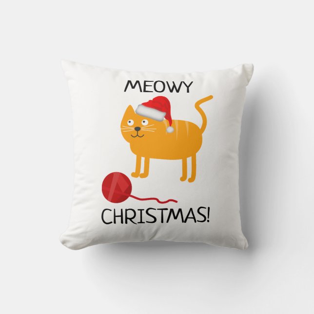 Oreiller de Noël Chat Mignon Orange (Recto)