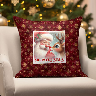 Oreiller de Noël classique Santa Rudolph Festive X