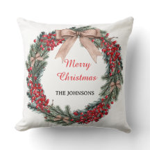 Oreiller de Noël Couronne Joyeux Noël