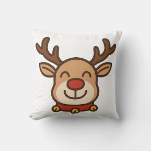 Oreiller de Noël drôle de renne – Vacances mignon