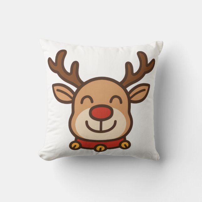 Oreiller de Noël drôle de renne – Vacances mignon (Recto)