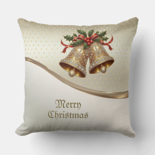 Oreiller de Noël en forme de clochettes dorées