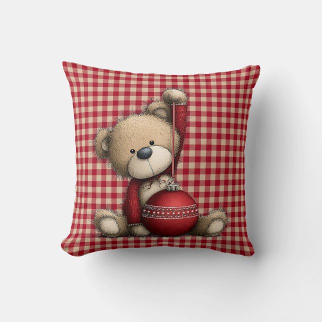 Oreiller de Noël en forme d'ours en peluche (Recto)