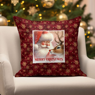 Oreiller de Noël festif Santa et Rudolph
