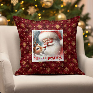 Oreiller de Noël festif Santa et Rudolph