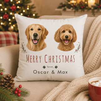 Oreiller de Noël personnalisé avec 2 photos d'anim