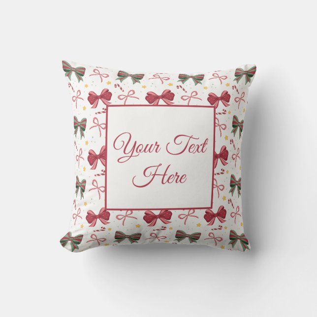 Oreiller de Noël personnalisé avec des noeuds mign (Recto)