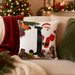 Oreiller de Noël personnalisé avec monogramme