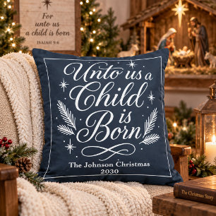 Oreiller de Noël personnalisé Un enfant est né