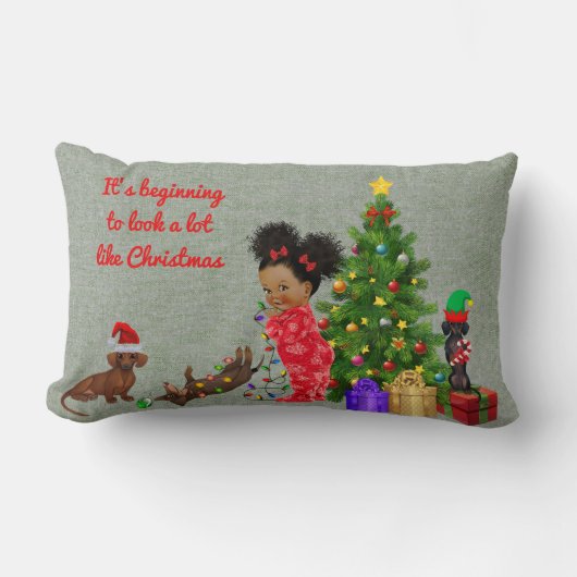 Oreiller de Noël Teckel Décor de fête ethnique (Recto)